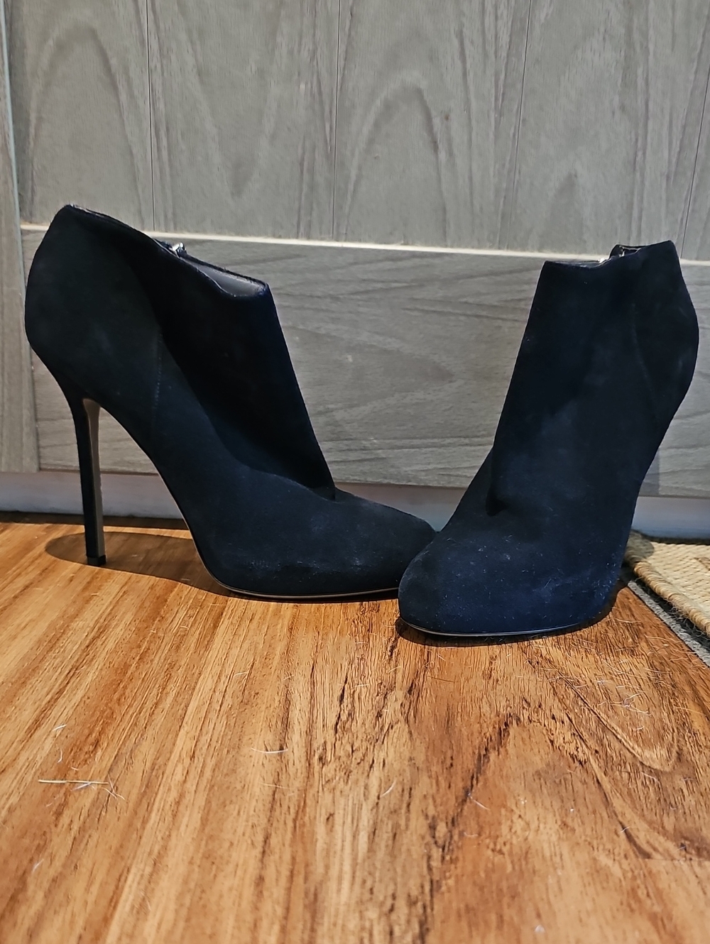 Sergio Rossi Black Suede Stiletto Ankle Boots
